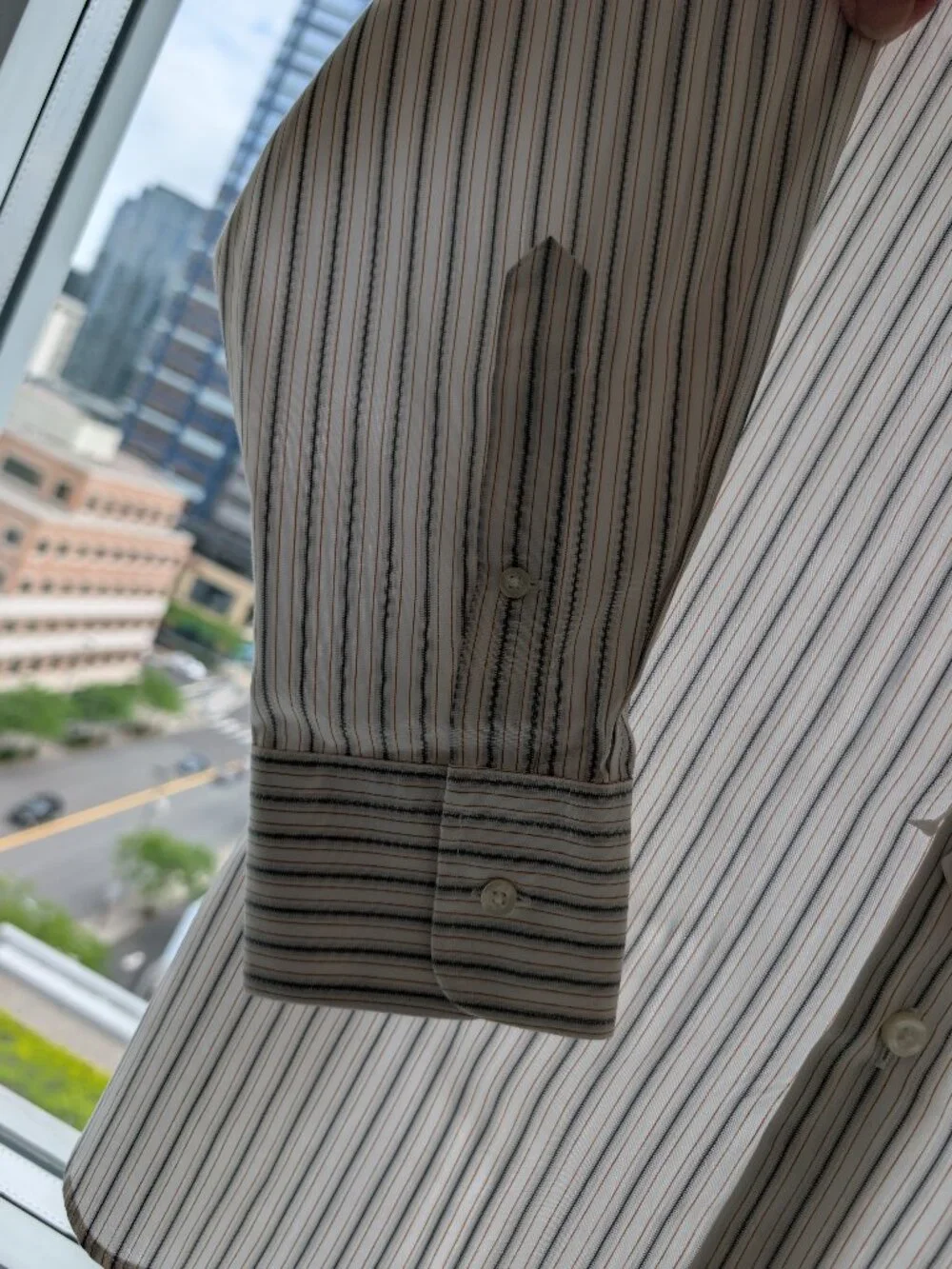 NWT John W. Nordstrom Stripe Collared Shirt 17 Neck Egyptian Cotton Wrinkle Free
